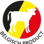 Kółko z flagą Belgii i konturami krowy