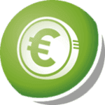 zielone koło z symbolem monety euro